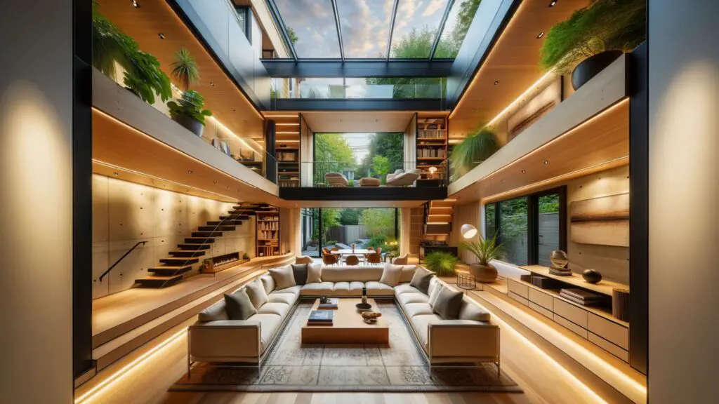 contemporary tri-level living room 