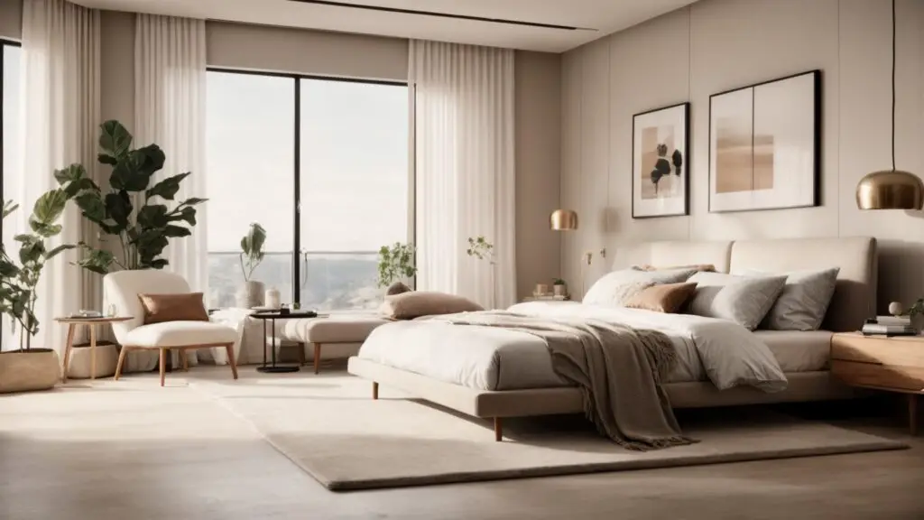 Minimalistic and technology-integrated modern bedroom, showcasing 'Interior Design Trends in Modern Homes.'