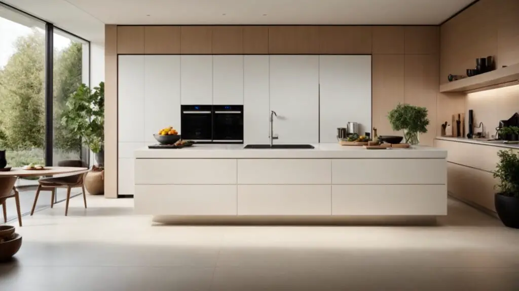 Modern small cookery with under-counter refrigerator, combination microwave-oven, and induction cooktop.