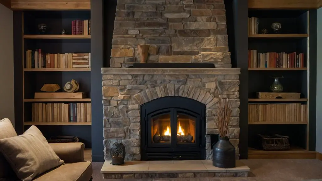 Different types of basement fireplaces displayed in various design settings, highlighting features and integration ideas.