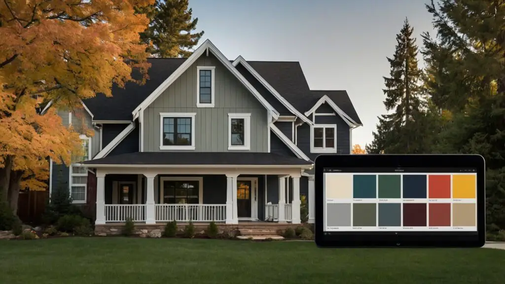 Artist’s palette and digital tablet with a color matching app, representing the blend of traditional and modern approaches to vinyl siding color matching.