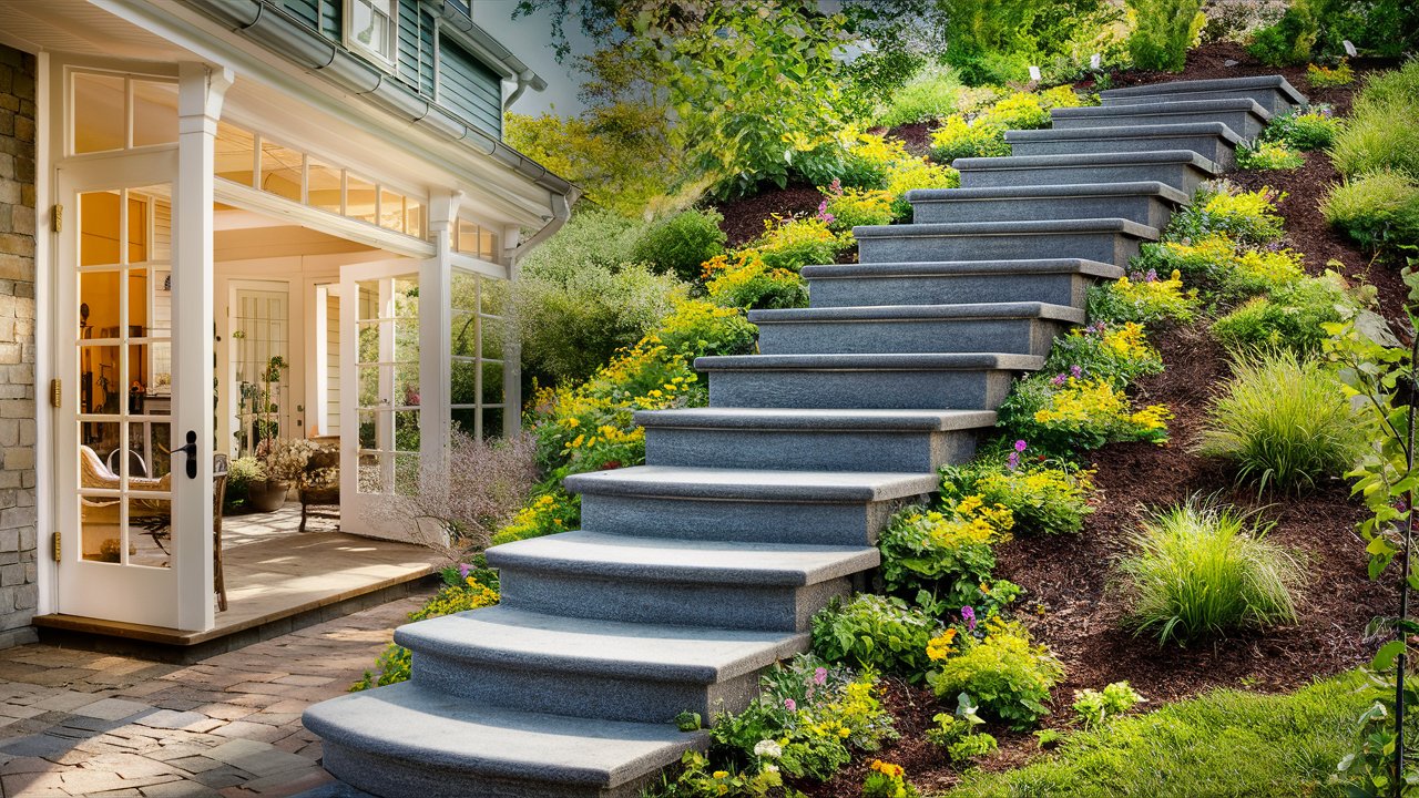 Integrating Outdoor Stone Step Landscape Design with Backdoor Patio Steps