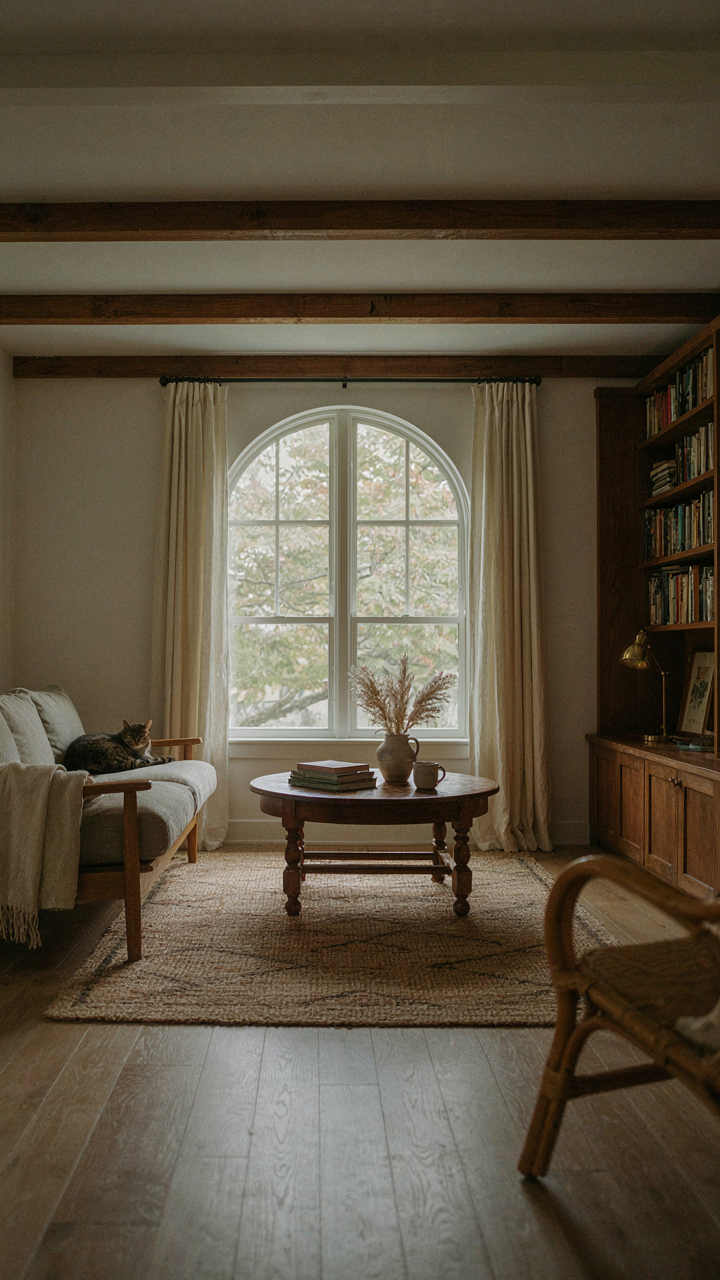 A single-story craftsman bungalow interior has open sightlines and consistent ceiling height.