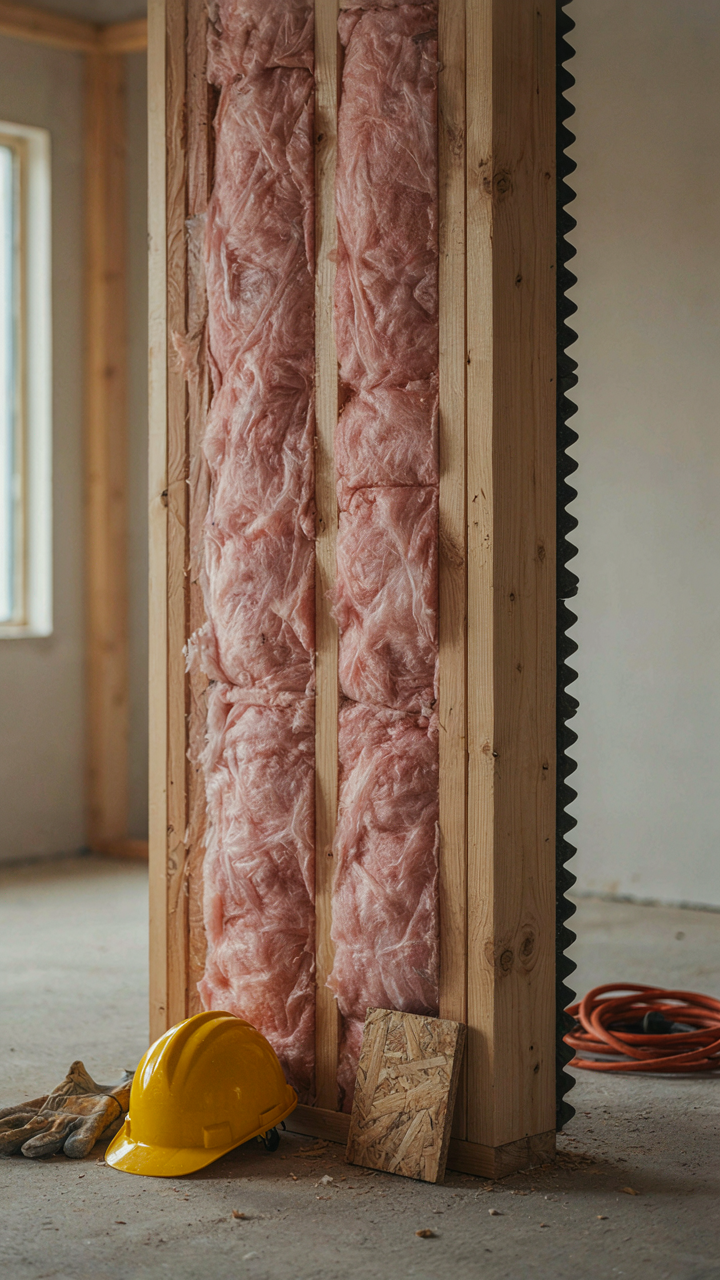 A detailed cross-section of a wall with staggered studs and insulation.