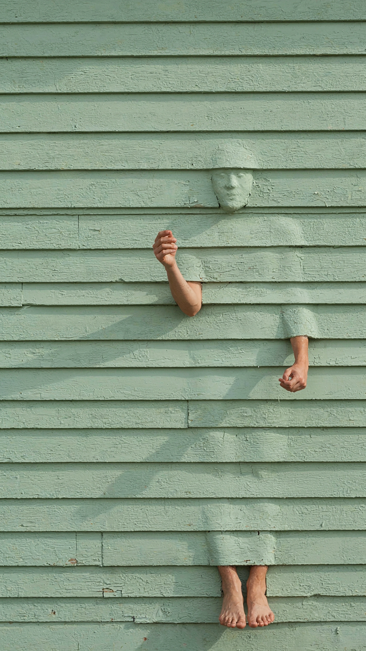 Close-up of a matte painted cottage wall that looks like aged timber.