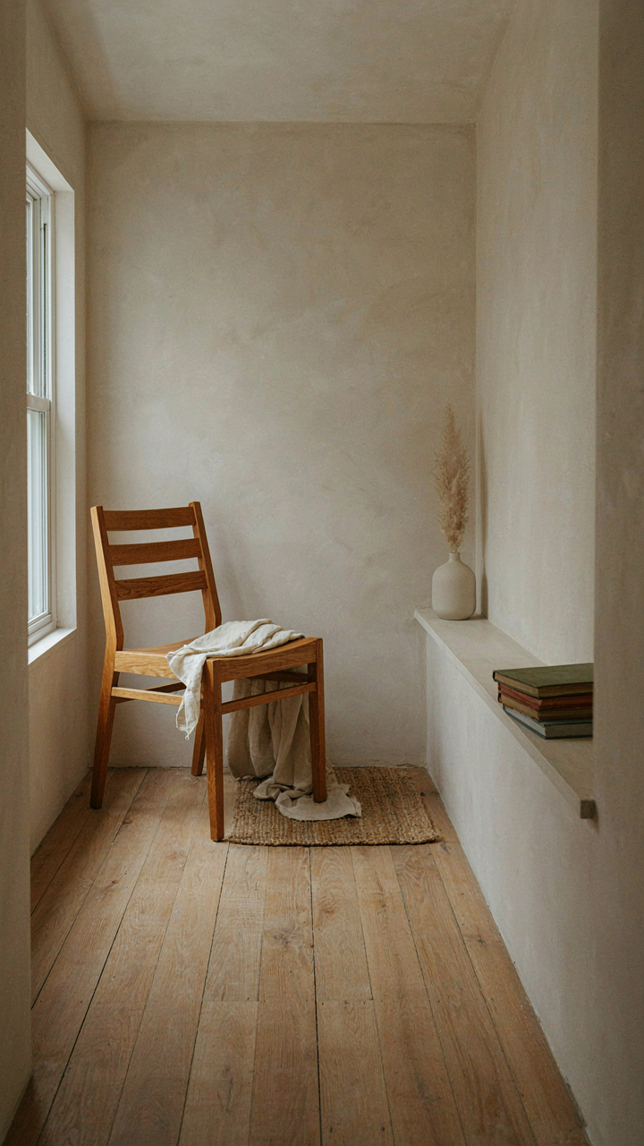 A small, uncluttered backyard cabin interior with purposeful items.