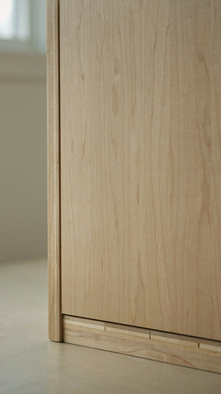 Close-up of a craftsman bedroom drawer front with crisp dovetail joints.
