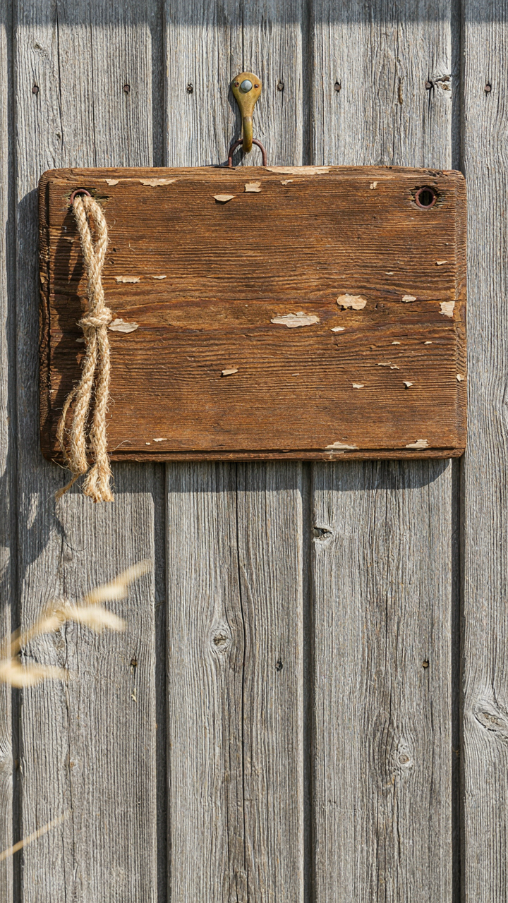 Artificially distressed wooden sign for a 'Fisherman's Rest' cottage, with fake aged look.