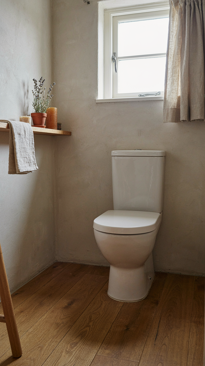 A modern wall-hung toilet with clear floor space underneath it.