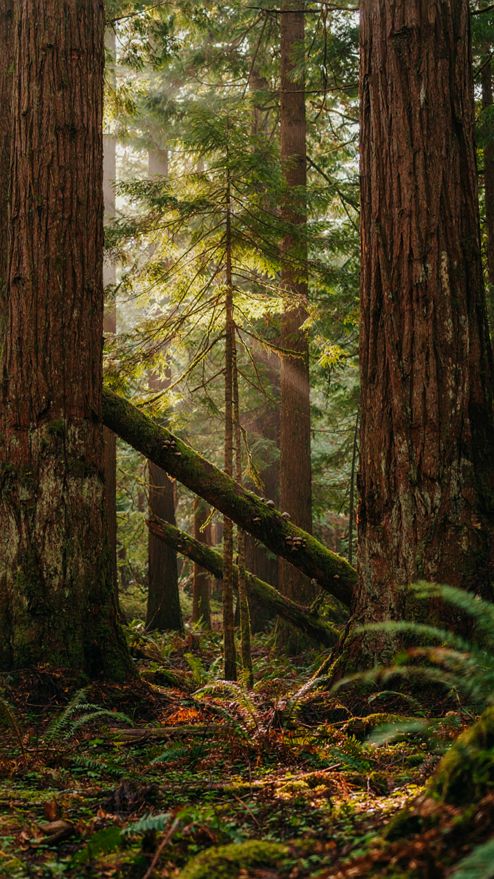 A forest scene showing old and new trees, representing adaptation and growth.
