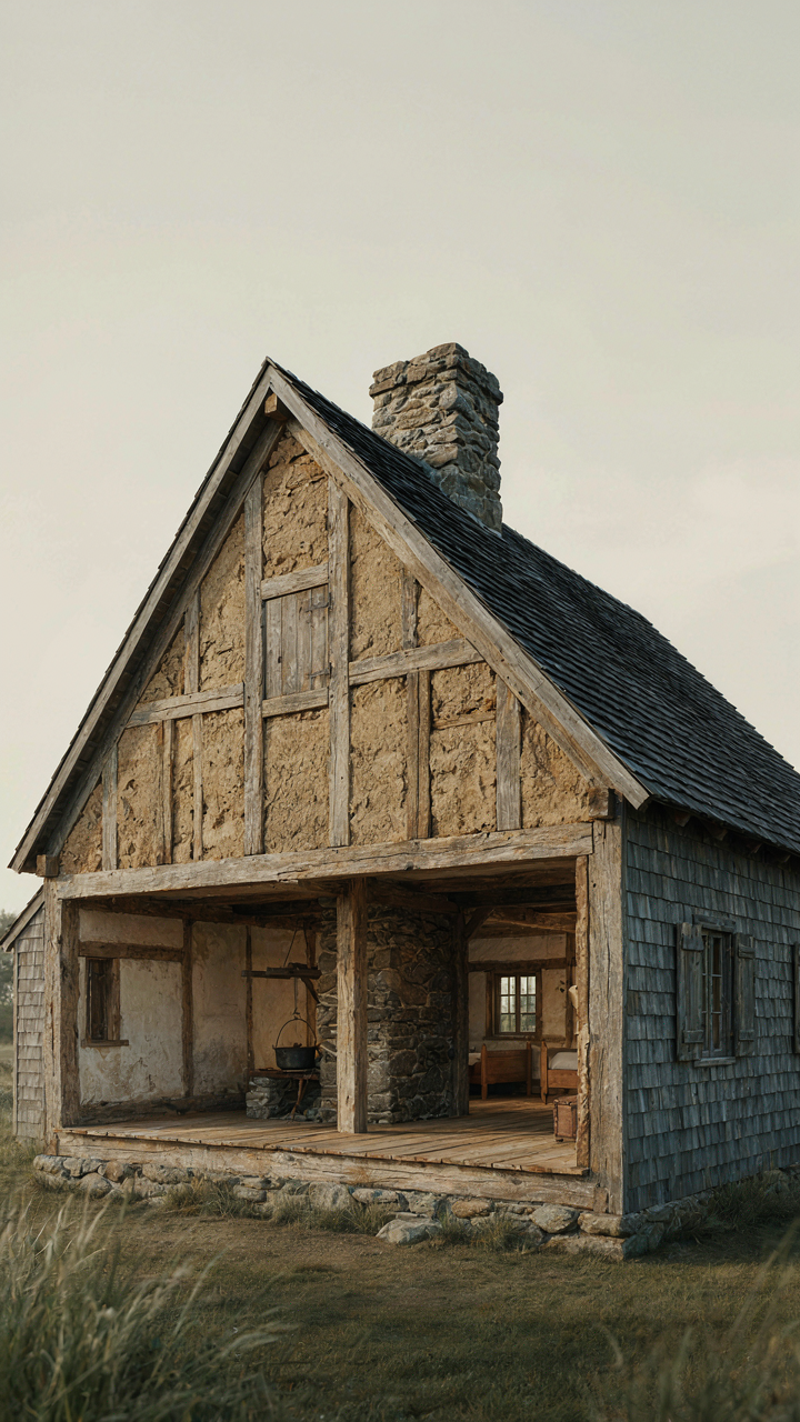 A cutaway diagram shows the practical design of an old cape cod cottage.