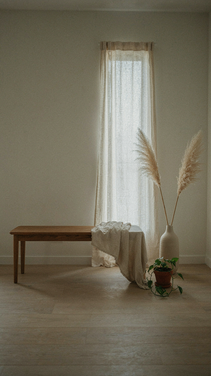 A minimalist room with carefully chosen objects, showing intentional design.