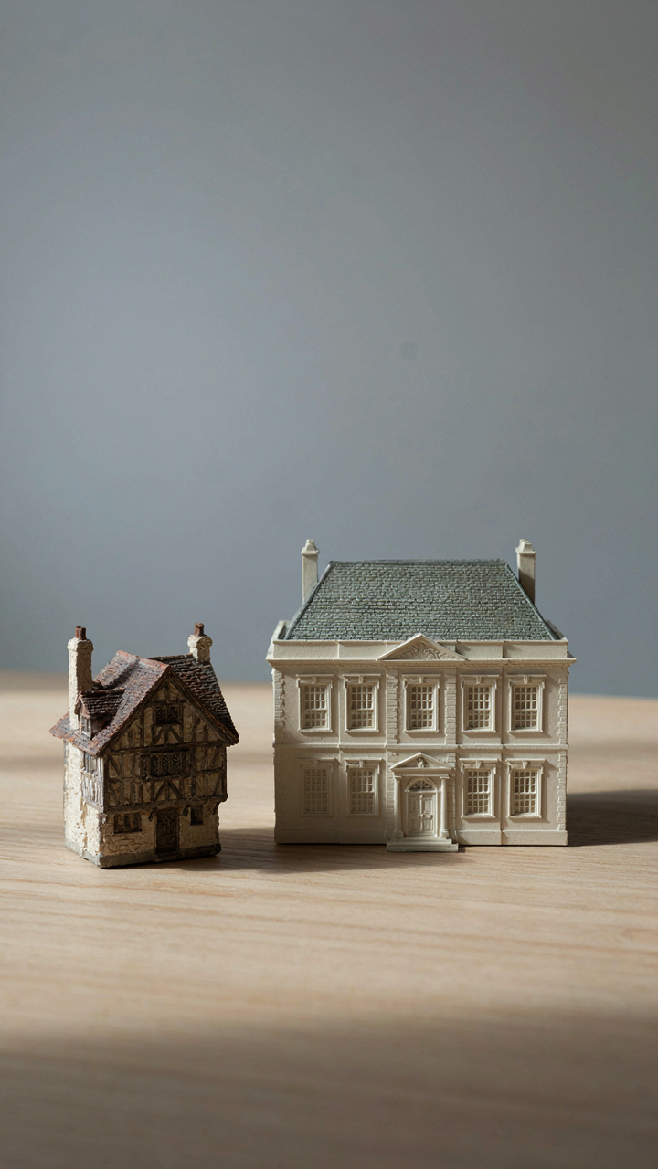 A small, poorly-scaled model next to a larger, correct model.