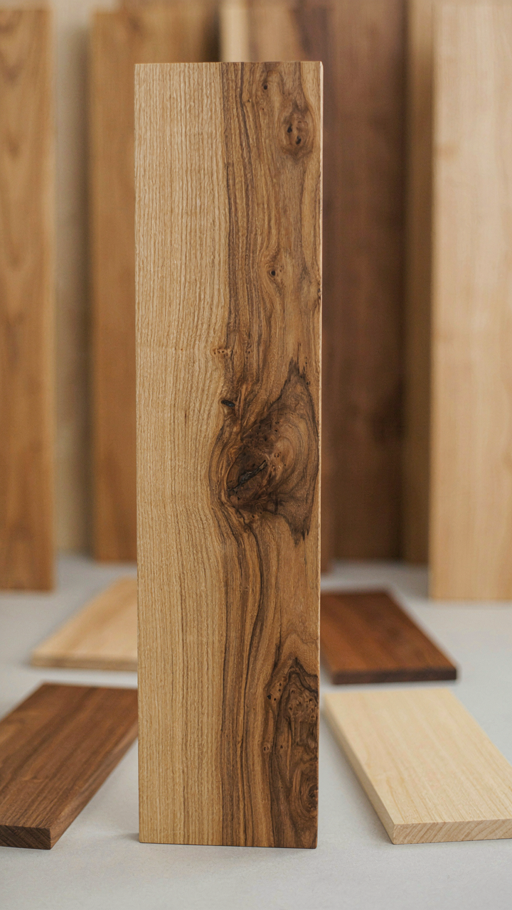 A hickory wood board displays varied grain patterns.